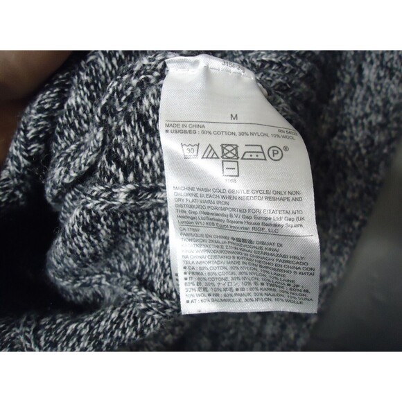 Banana Republic Shawl Collar Sweater Womens Medium Black White Mix Ribbed - Picture 3 of 7